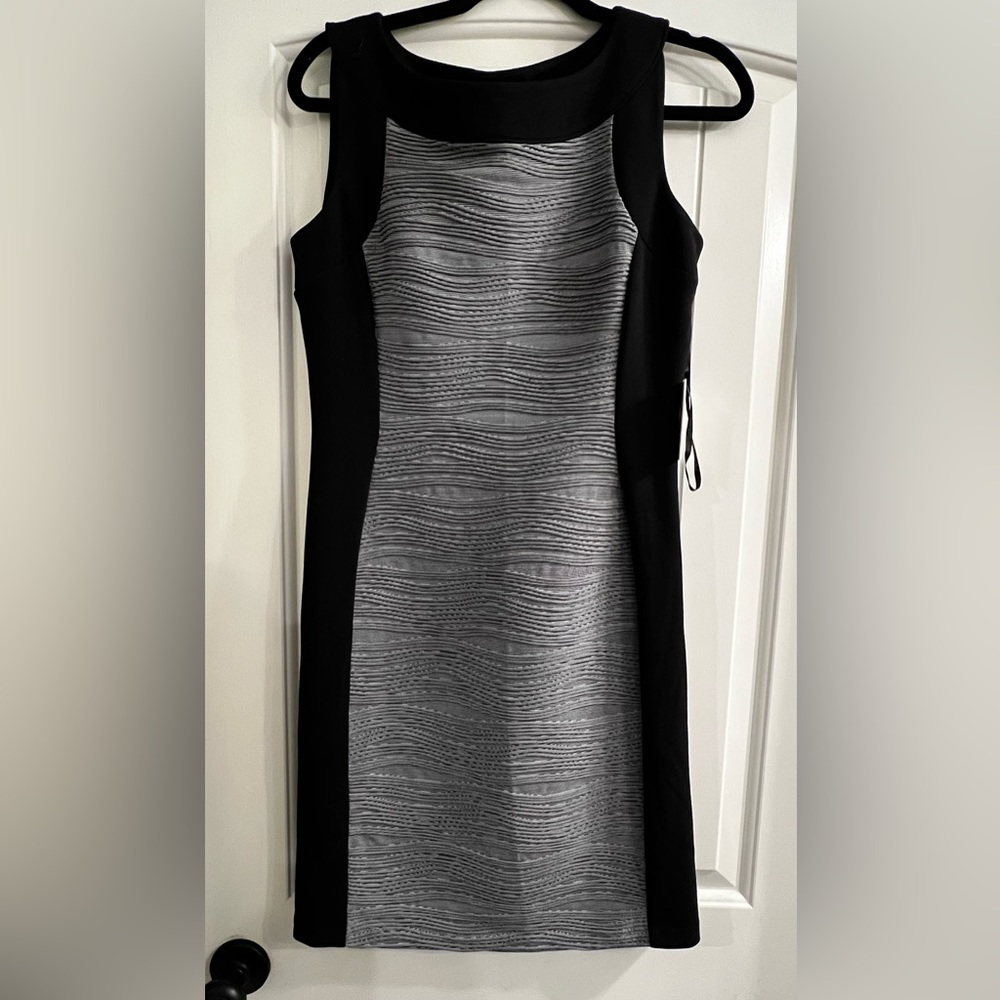NWT- Black and Grey size 6 Calvin Klein body con dress.